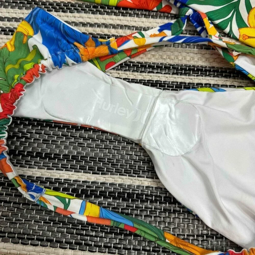 Hurley 2-Piece Swimsuit‎ Beach Botanicical 2-Way Top Cheeky Bottom Multi SIze L